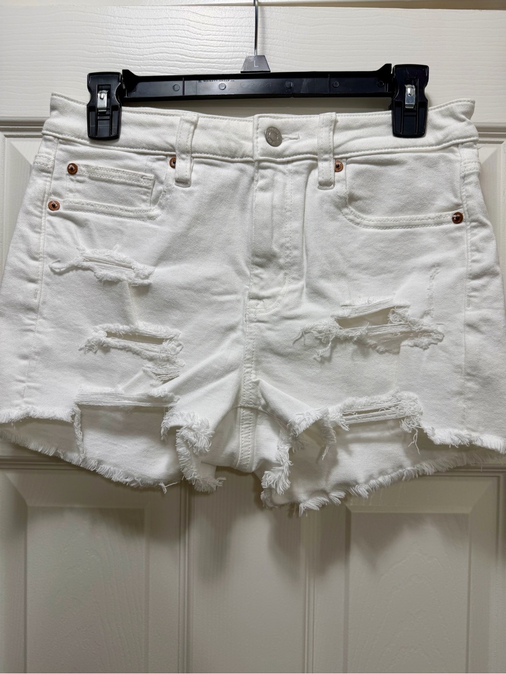 American Eagle Outfitters White Distressed Denim Cutoff Shorts